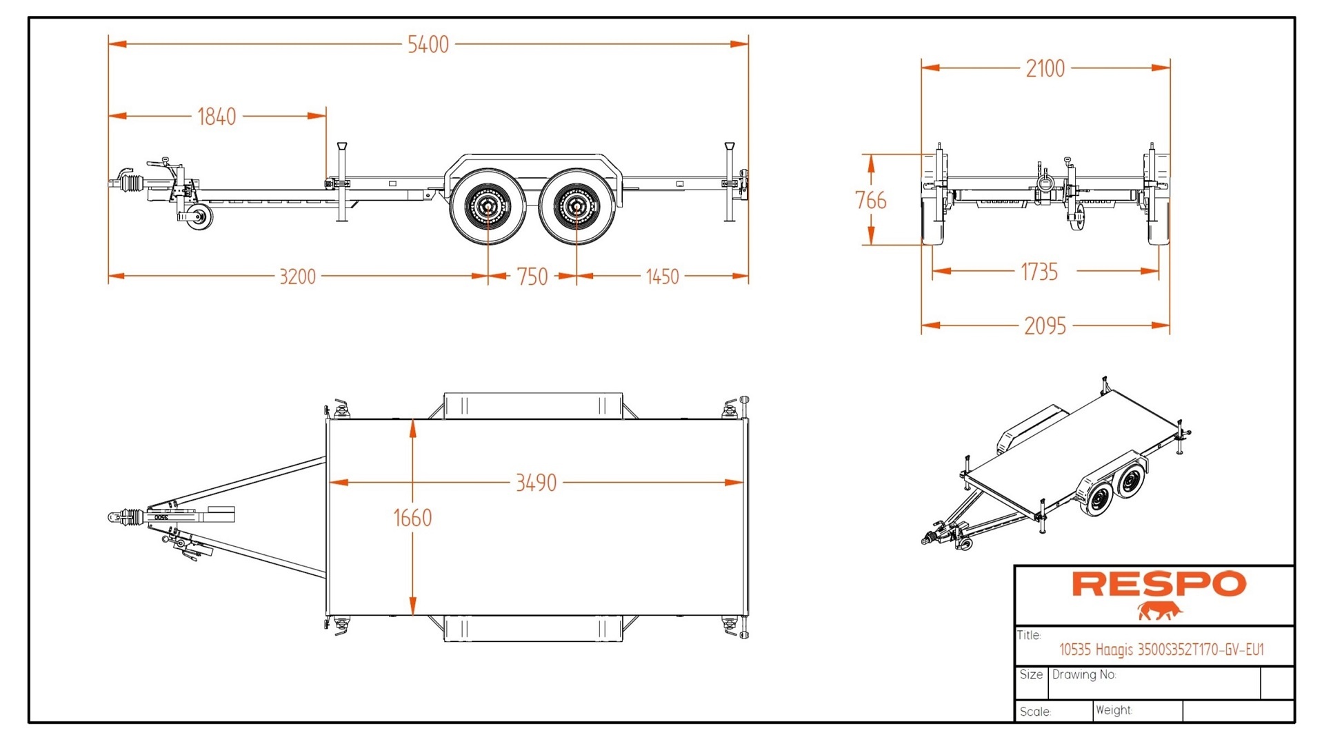 3500S352T170 Generator trailer