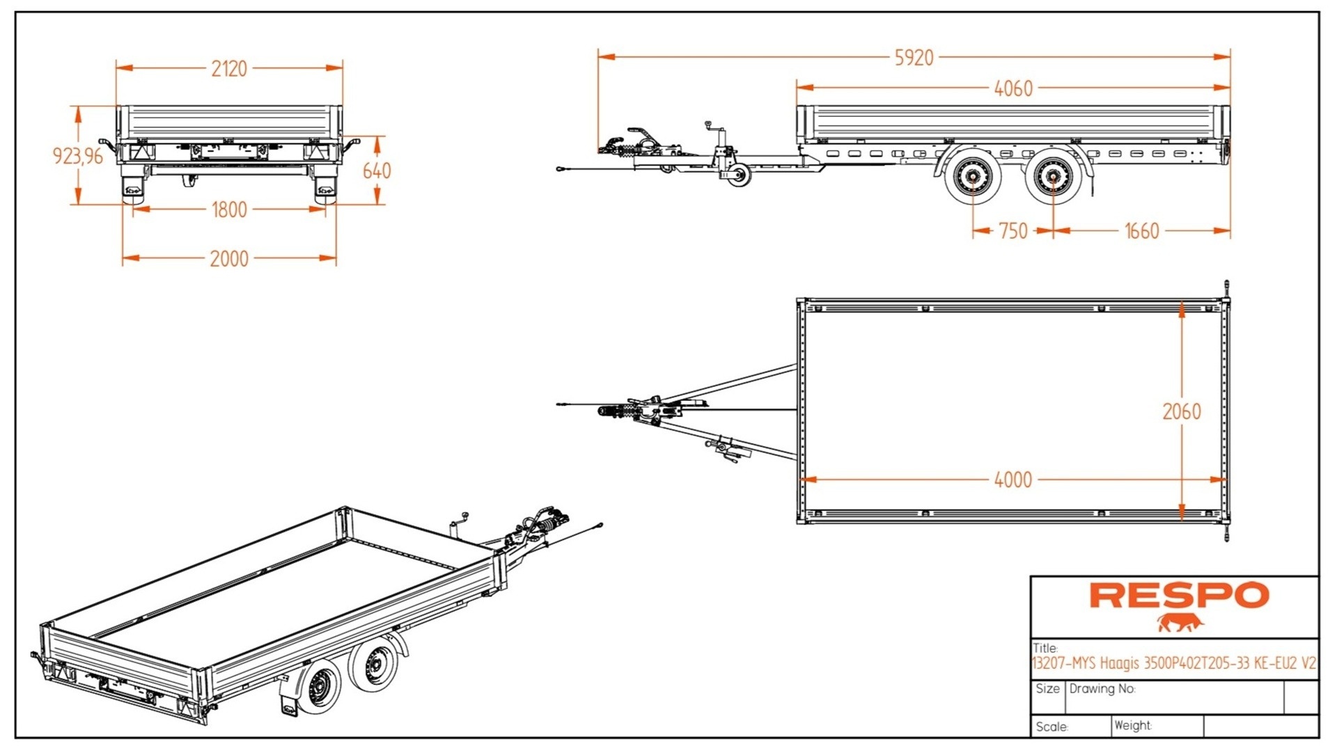 3500P402T205 Flatbed trailer