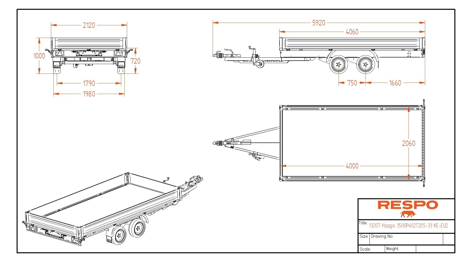 3500P402T205 Platvormhaagis