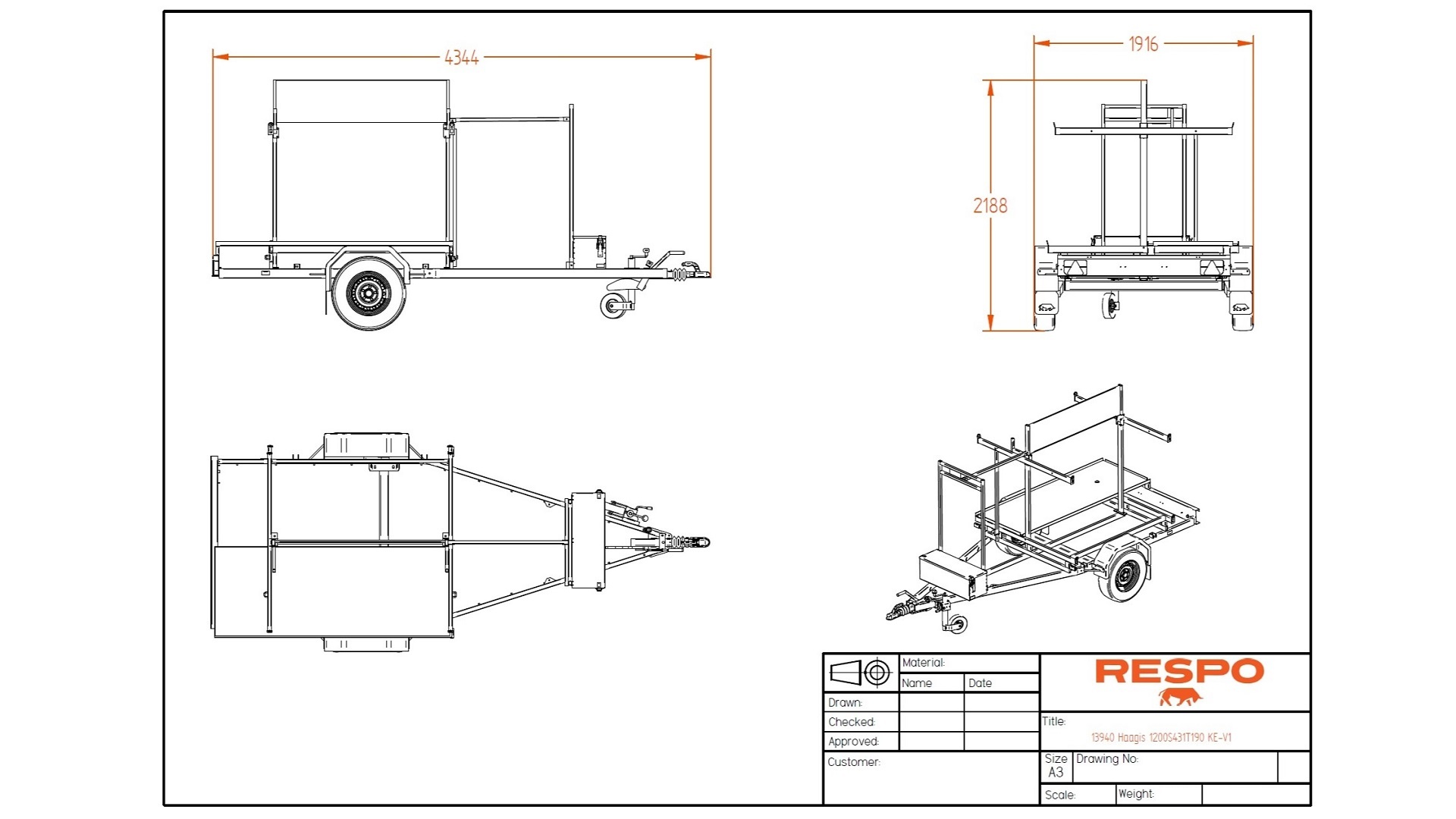 1350S431T190 Scaffold trailer