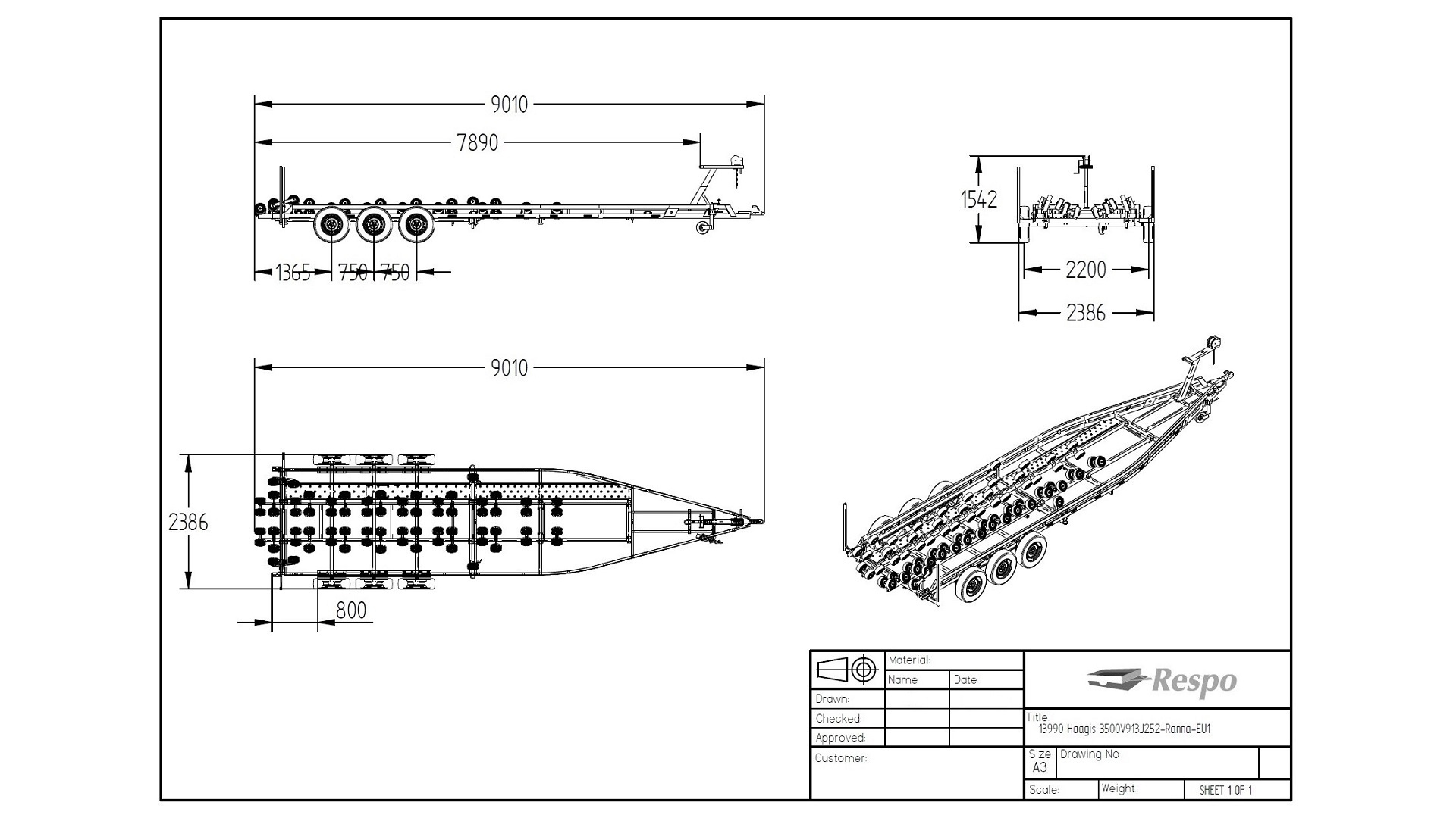 5000V913 Multiroller Harbor trailer Heavy