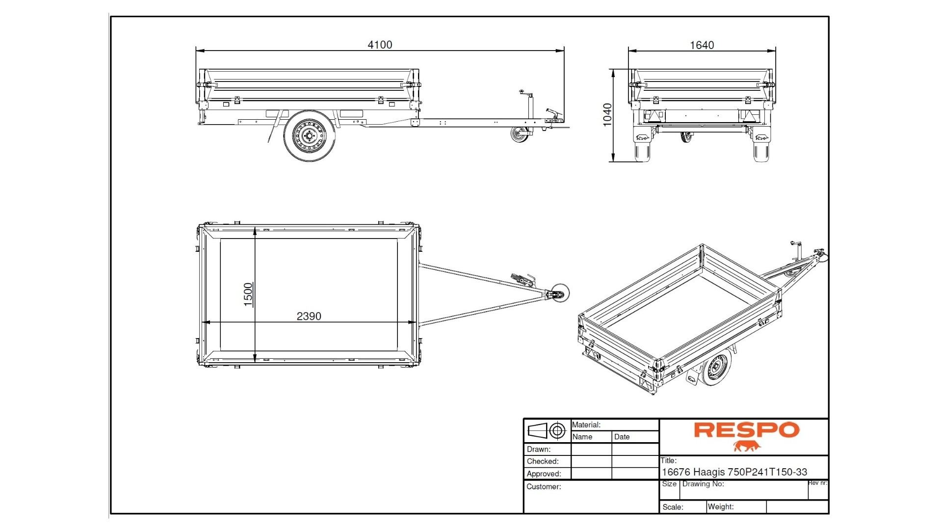 750P241T150 PLH Flatbed trailer