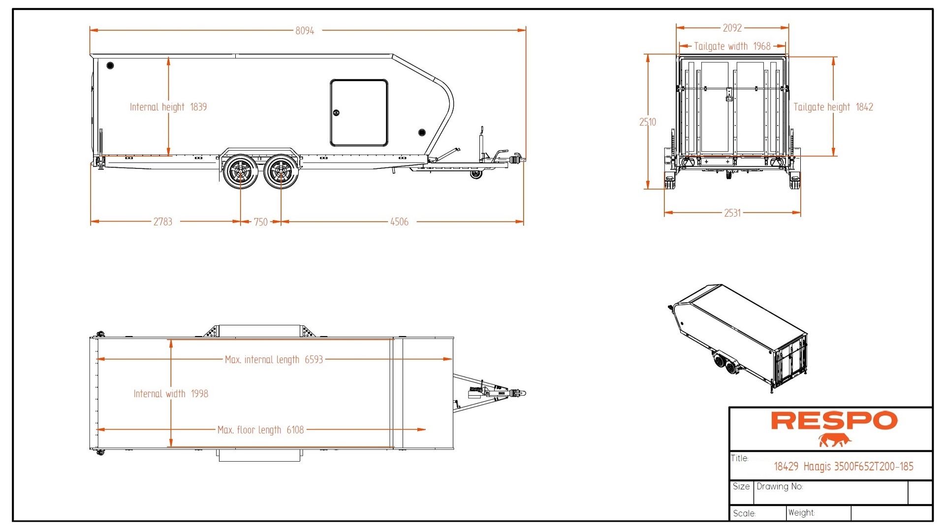 Van trailer 3500F652T200
