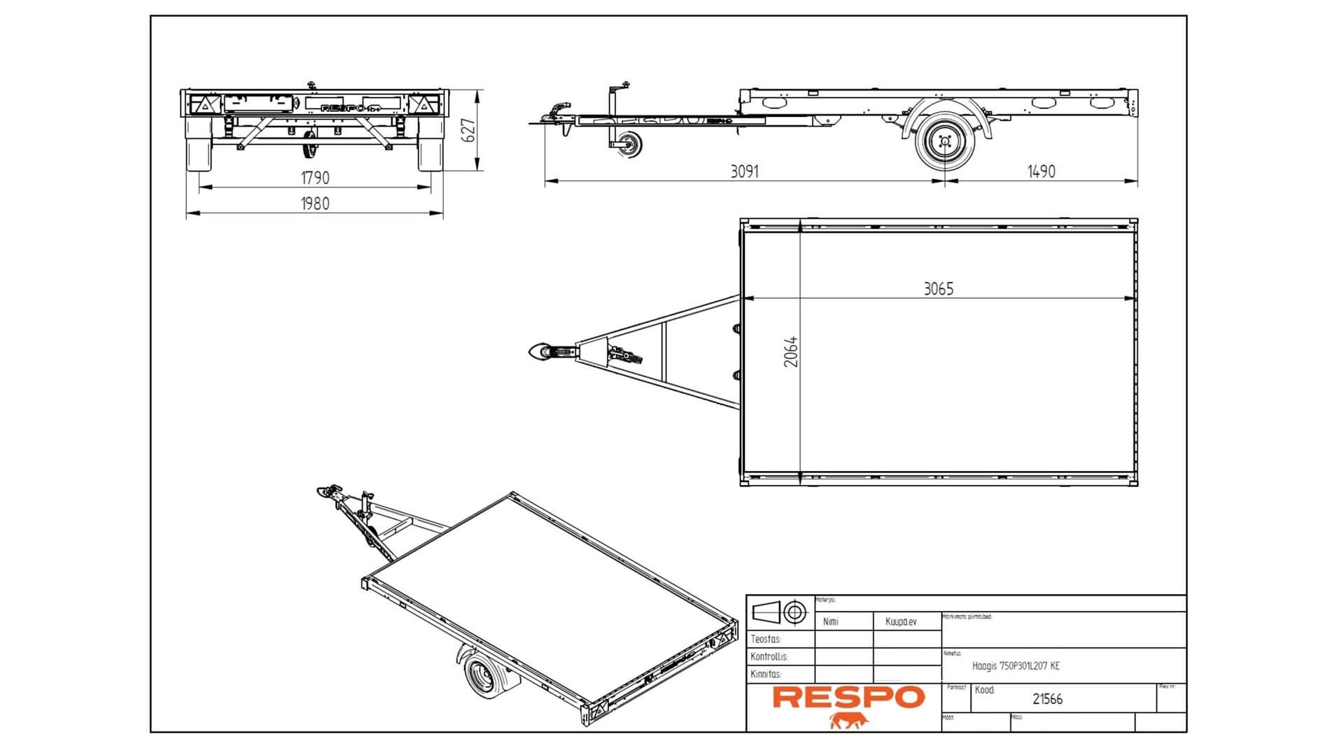 750P301L207 Flatbed trailer