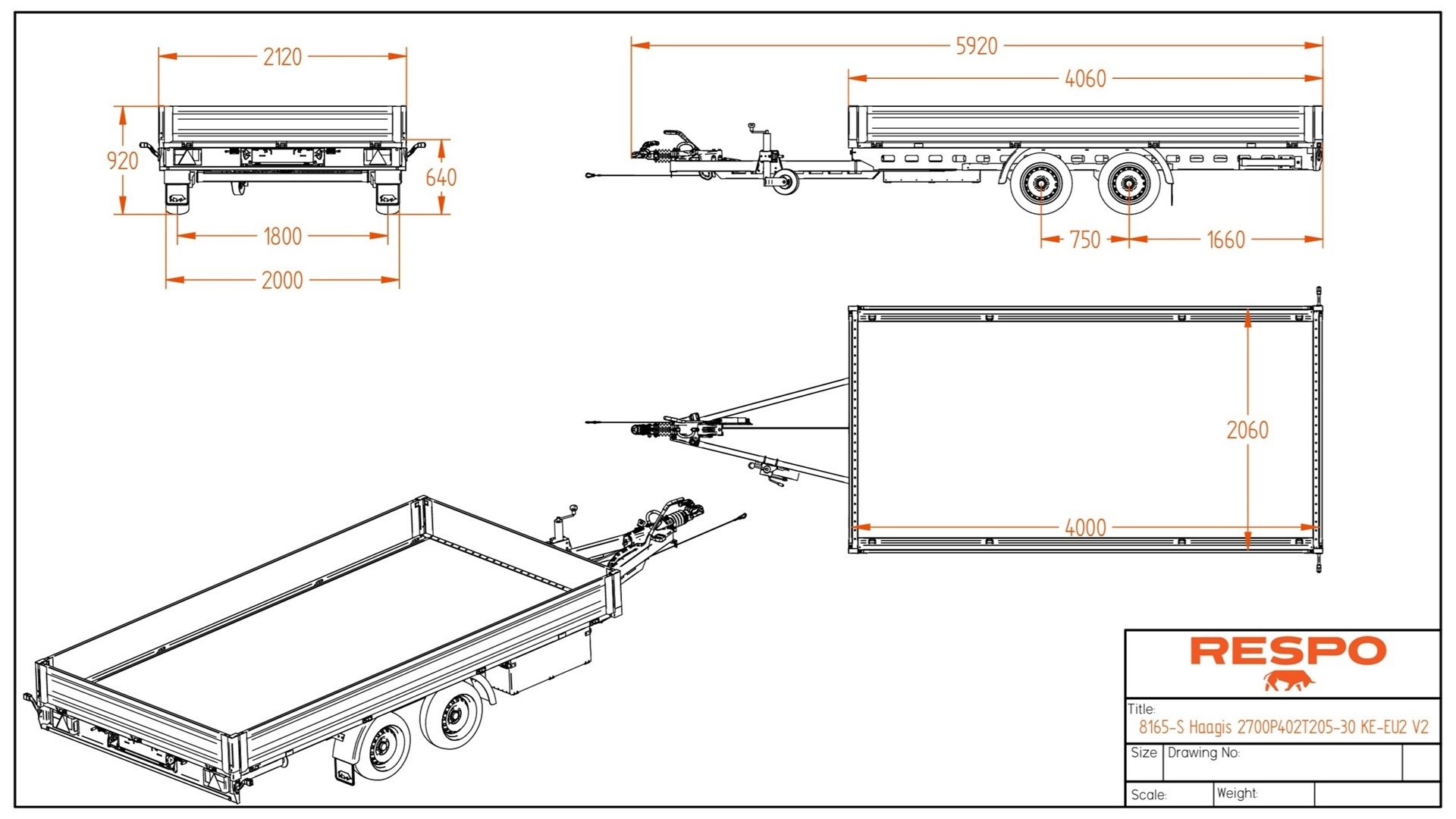 2700P402T205 Flatbed trailer