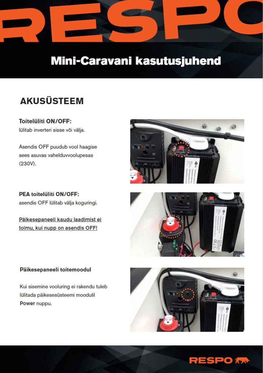 Mini-caravani kasutusjuhend