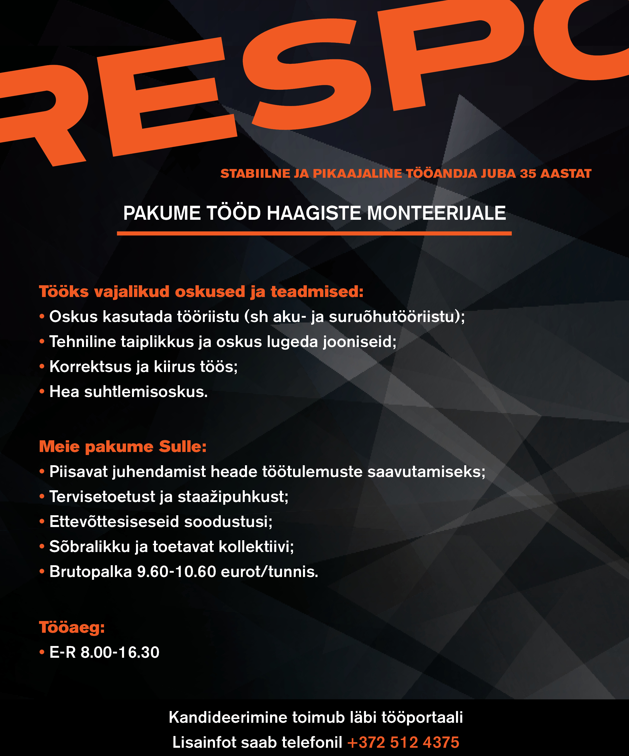 Haagiste monteerija Tule Respo meeskonda