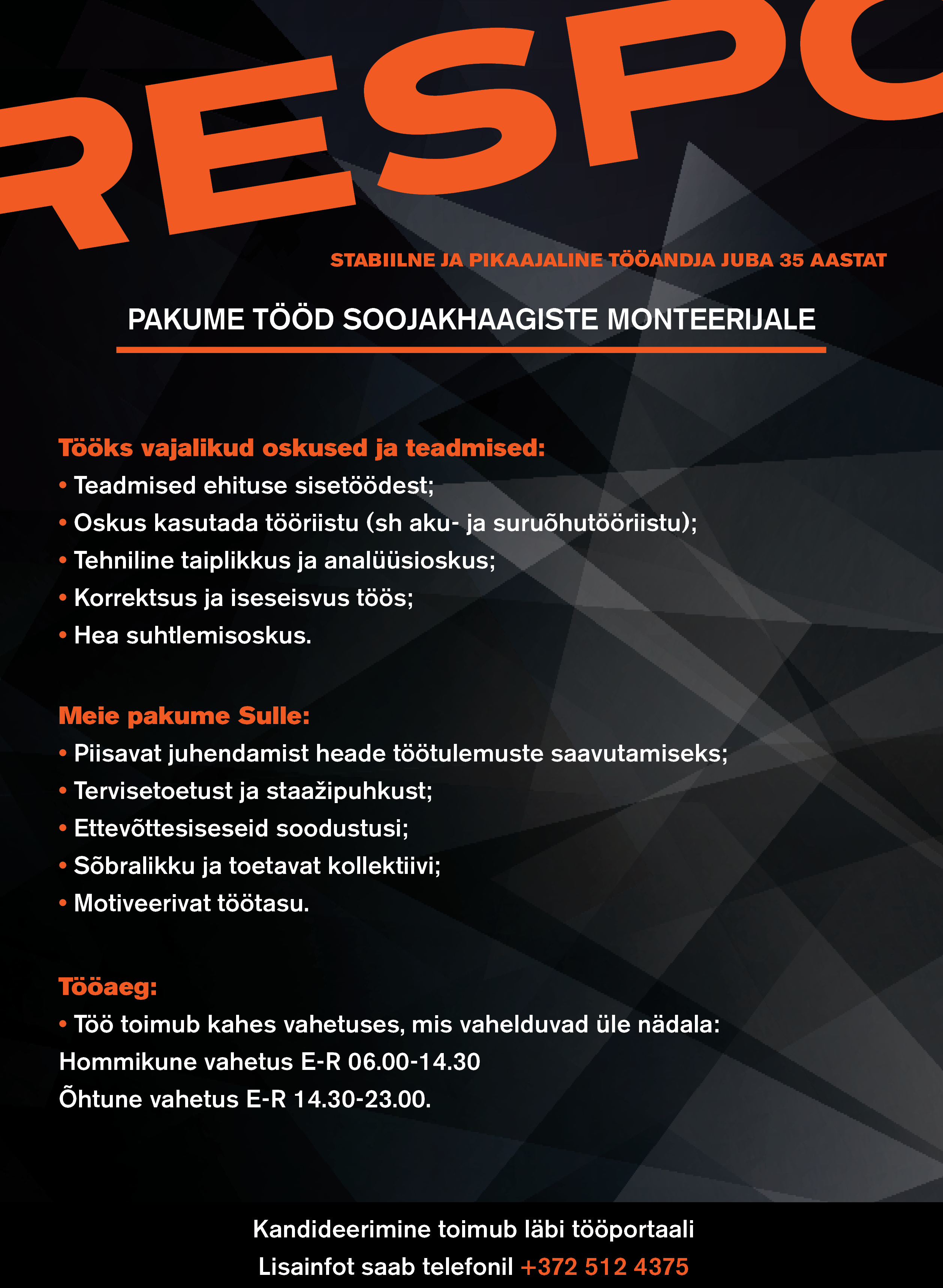 Soojakhaagiste monteerija Tule Respo meeskonda
